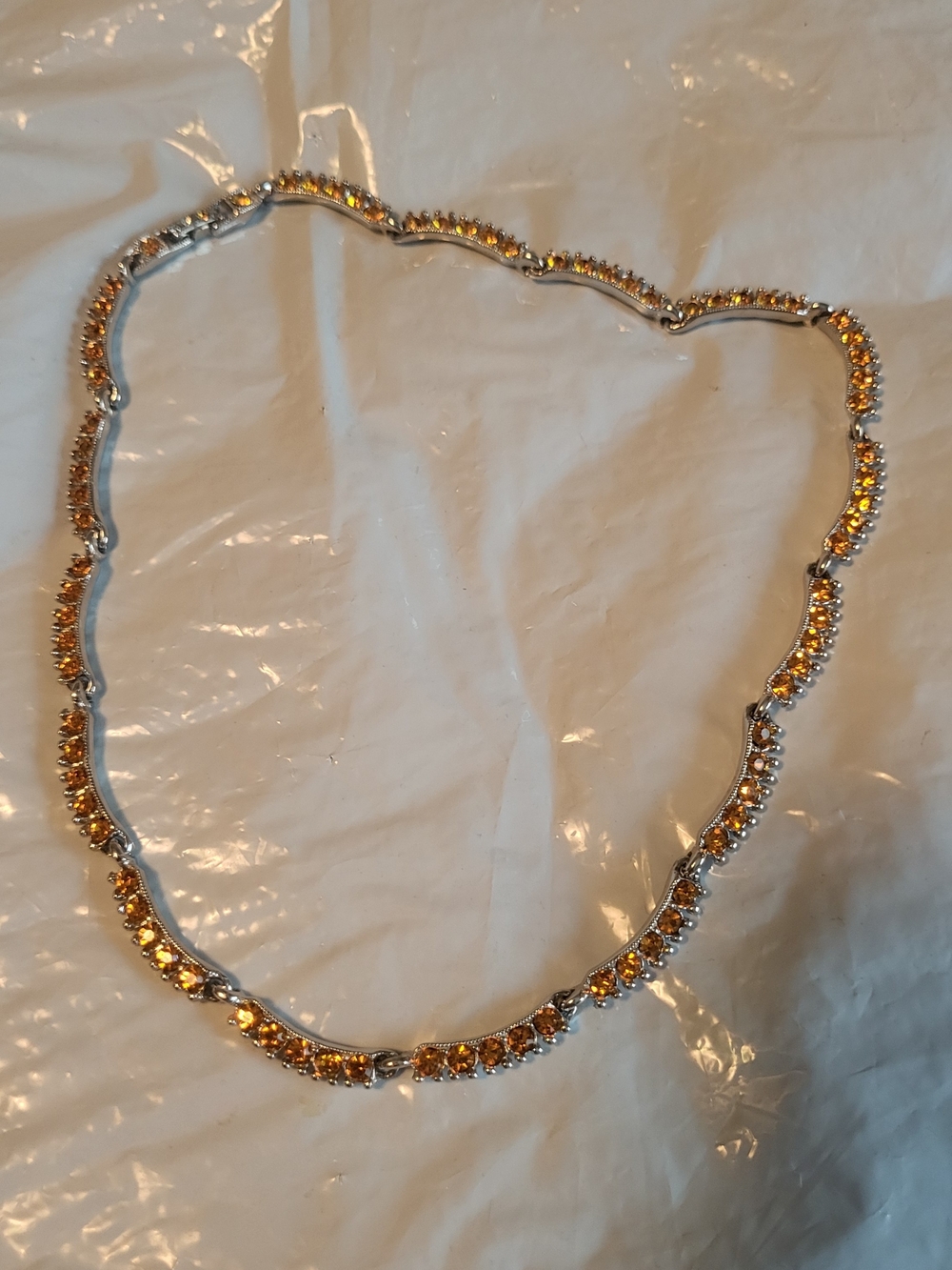 Gold-Tone Citrine Crystal Tennis Necklace - Women Jewelry